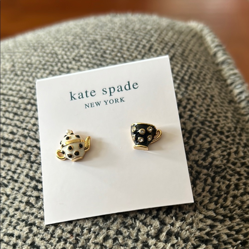Kate Spade Gold and Black Teapot Earrings